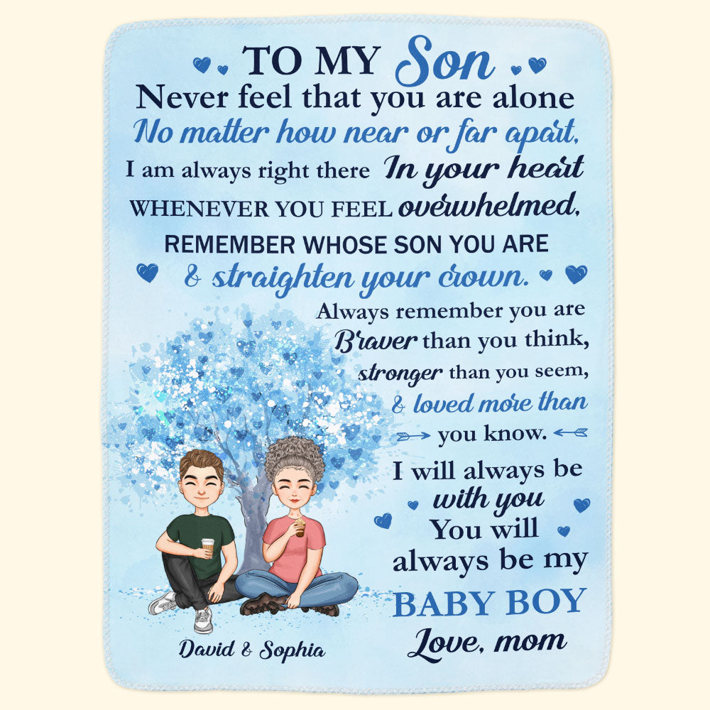 To My Son Never Feel That You Are Alone - Personalized Blanket