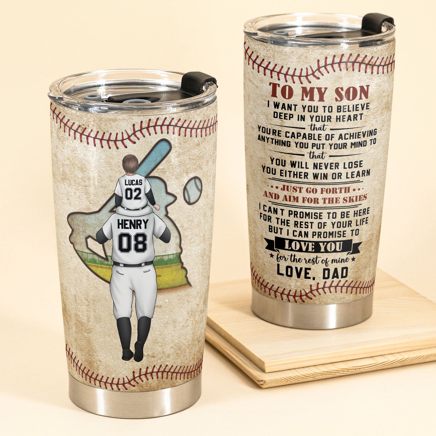 To My Son To My Daughter - Personalized Tumbler Cup - Birthday Gift For Sons, Daughters - Gift From Dad - Baseball Family