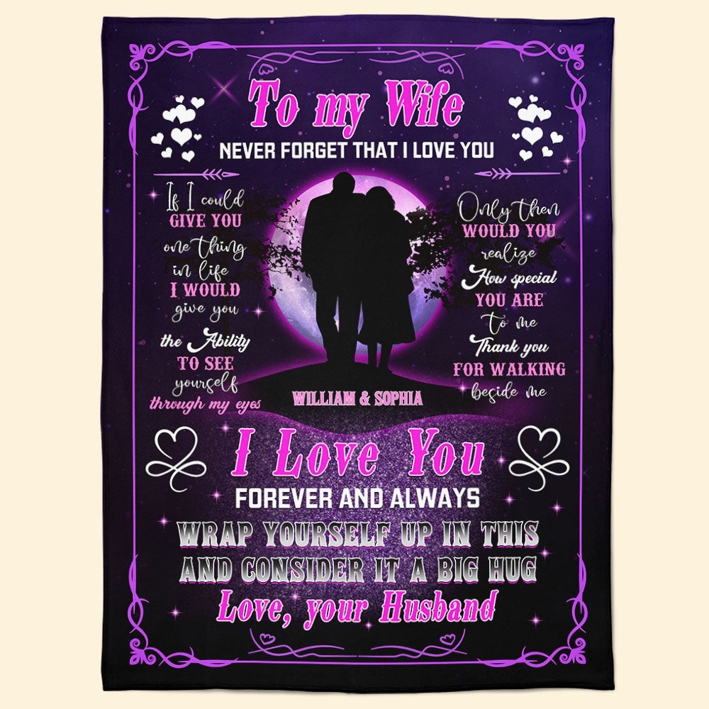 To My Wife Never Forget That I Love You Forever & Always - Personalized Blanket