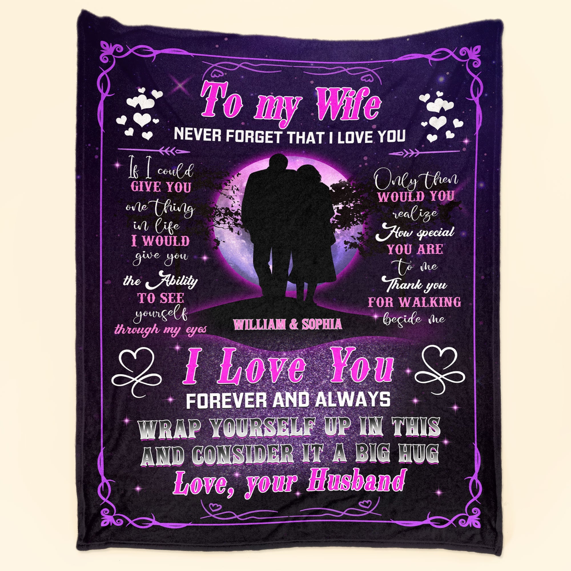 To My Wife Never Forget That I Love You Forever & Always - Personalized Blanket