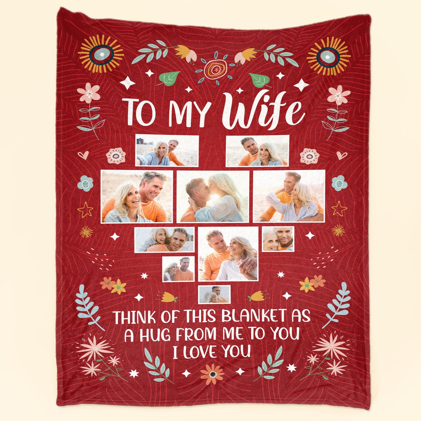 To My Wife Think Of This Blanket As A Hug - Personalized Photo Blanket