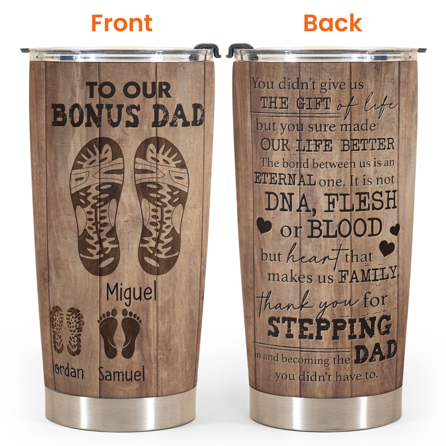 To Our Bonus Dad - Personalized Tumbler Cup