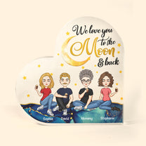 To The Moon And Back - Personalized Heart Shaped Acrylic Plaque