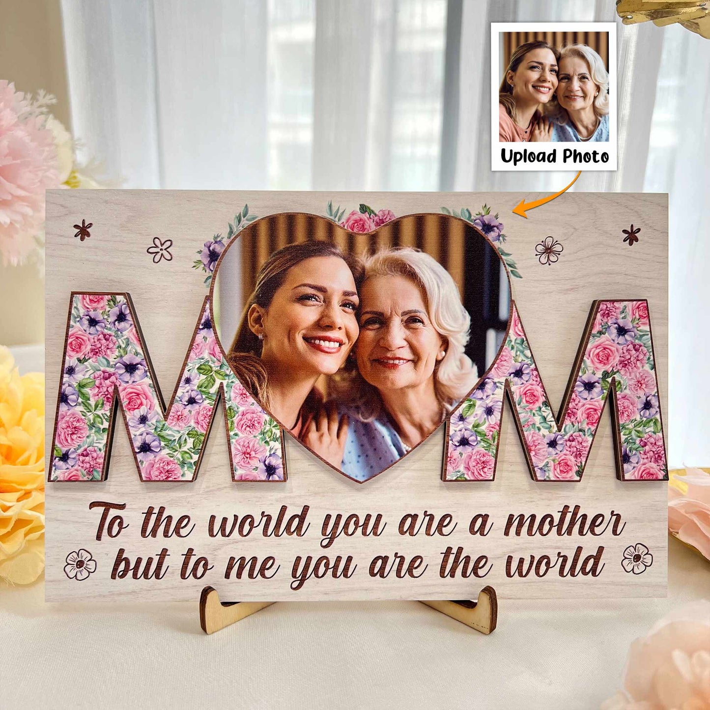 To Us You Are The World - Personalized Wooden Photo Plaque