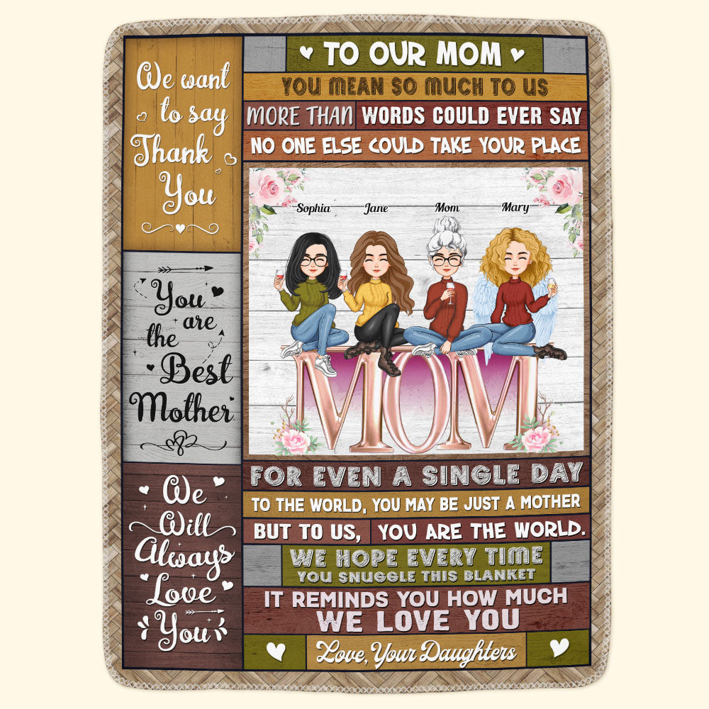 To Us You Are The World - Personalized Blanket - New Year Birthday Gift For Mom, Gift From Daughters, Sons, Husband