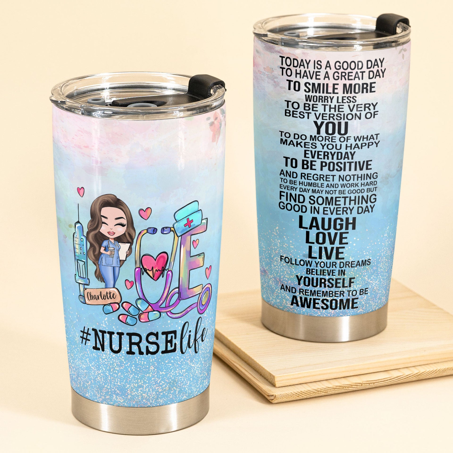 Registered Nurse - Engraved Personalized Tumbler With Name, Stainless Cup,  Nurse Gift