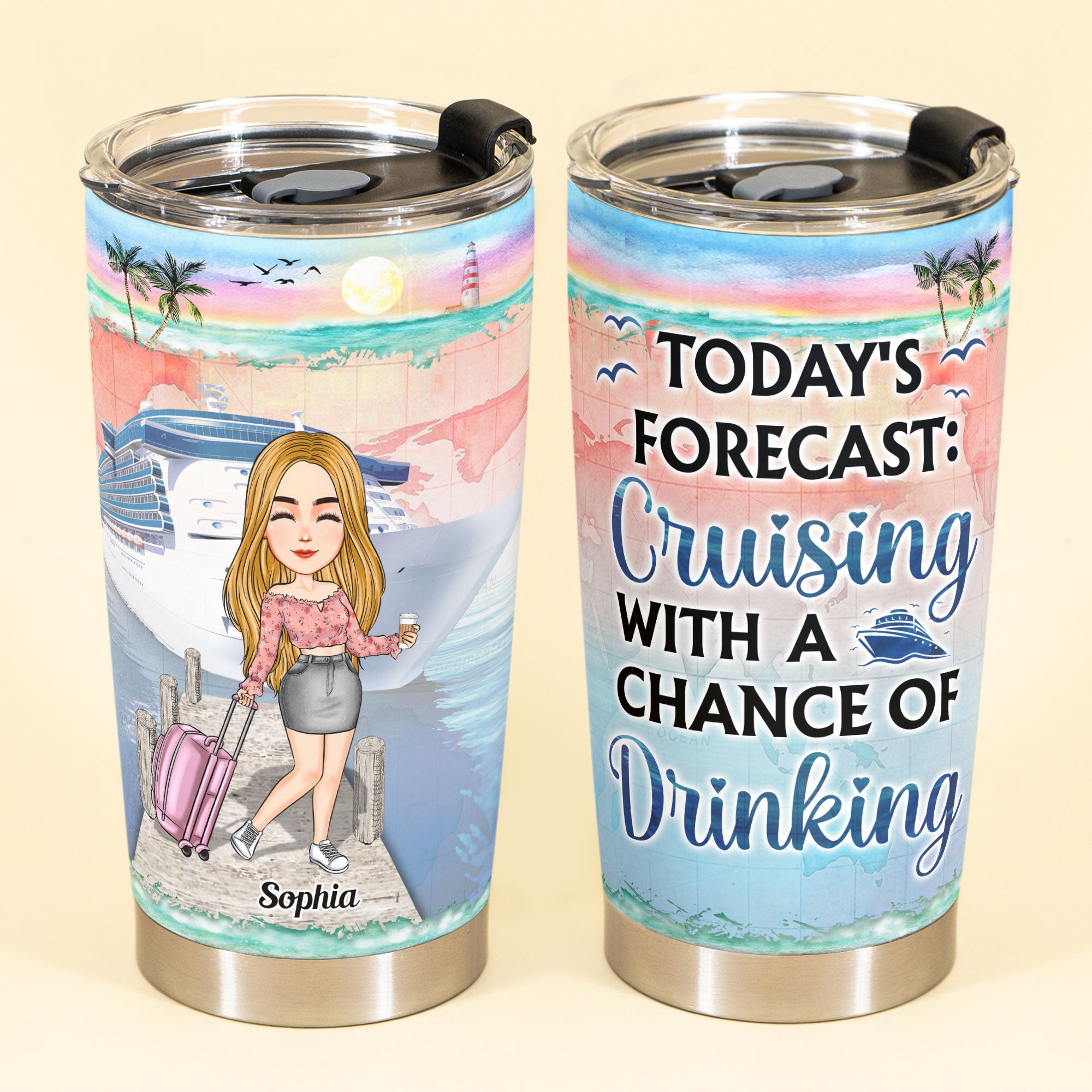 Today's Forecast: Cruising With A Chance Of Drinking - Personalized Tumbler Cup