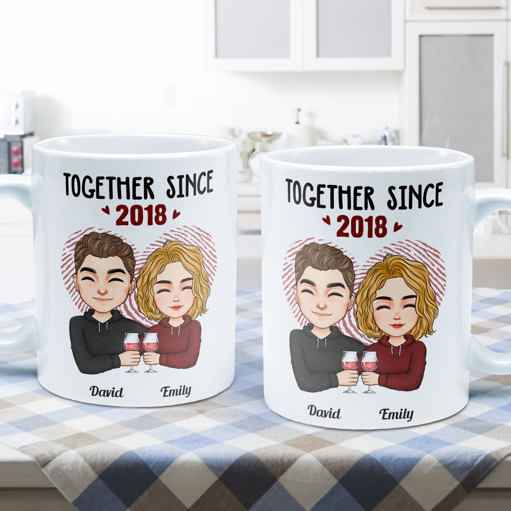 Couple Cups Clay Cup 1 Year Anniversary Gifts for Girlfriends 3D