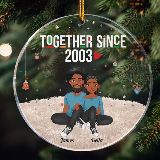 Together Since Christmas Gift For Couple - Personalized Circle Acrylic Ornament