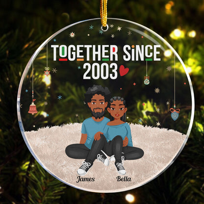 Together Since Christmas Gift For Couple - Personalized Circle Acrylic Ornament