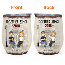 Together Since - Couple Front Porch Version - Personalized Wine Tumbler