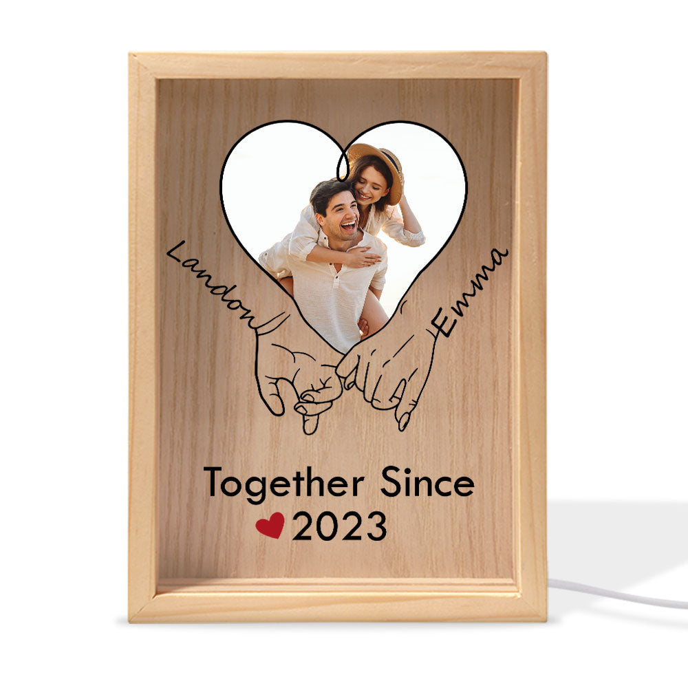 Together Since Couples Anniversary Holding Hands - Personalized Photo Frame Light Box