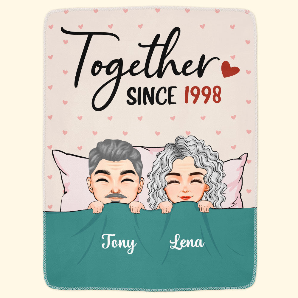 Together Since - Peeking Couple - Personalized Blanket