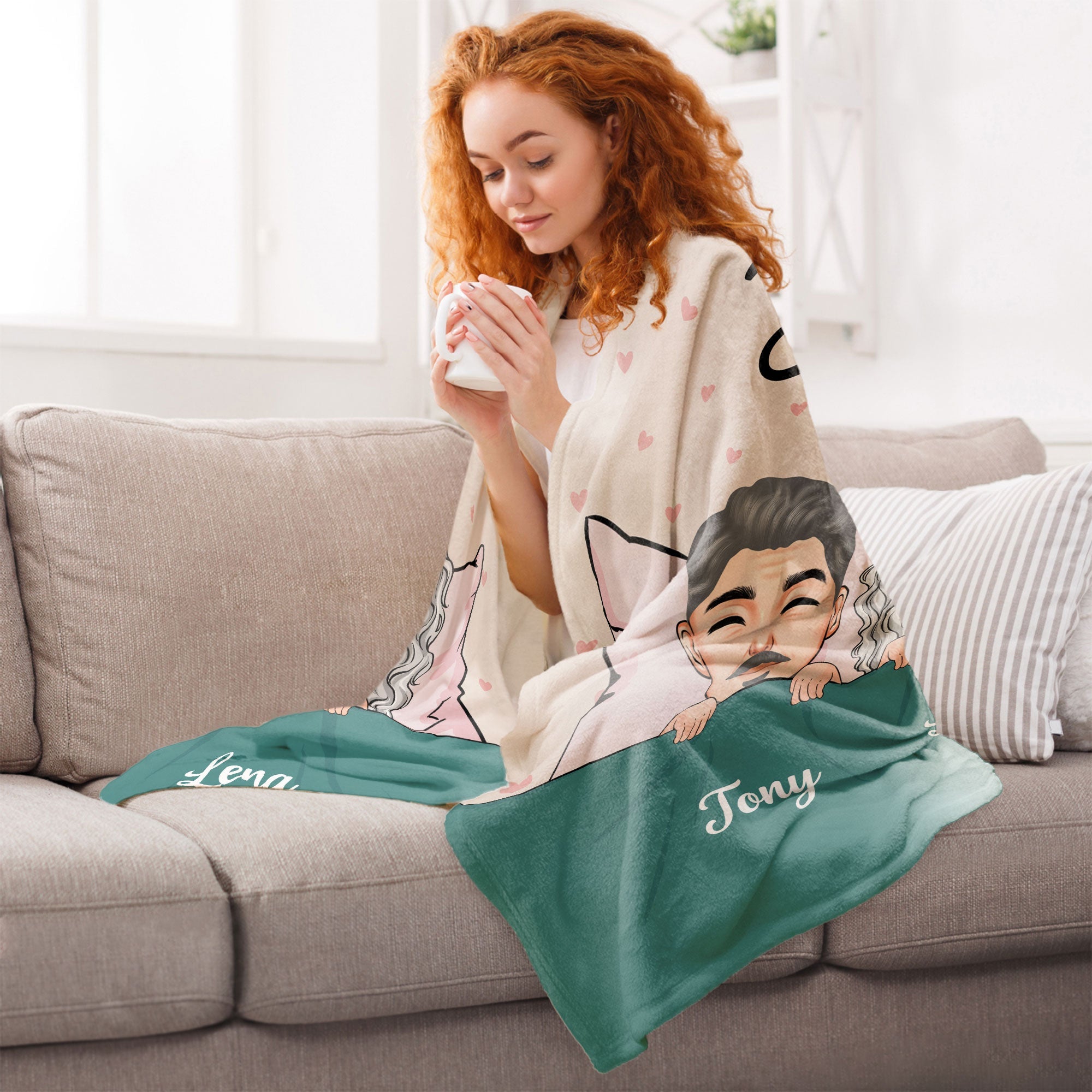 Together Since - Peeking Couple - Personalized Blanket