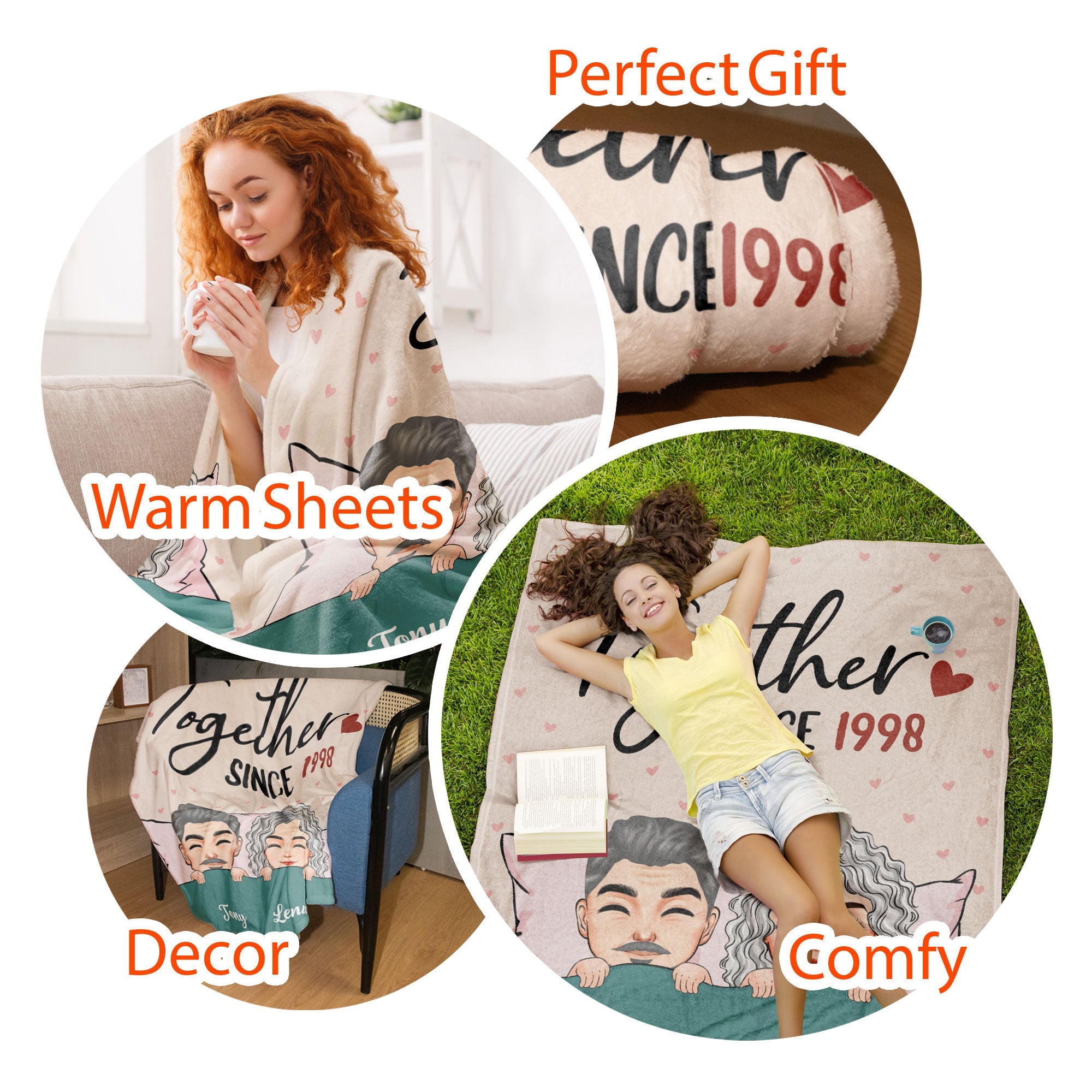 Together Since - Peeking Couple - Personalized Blanket