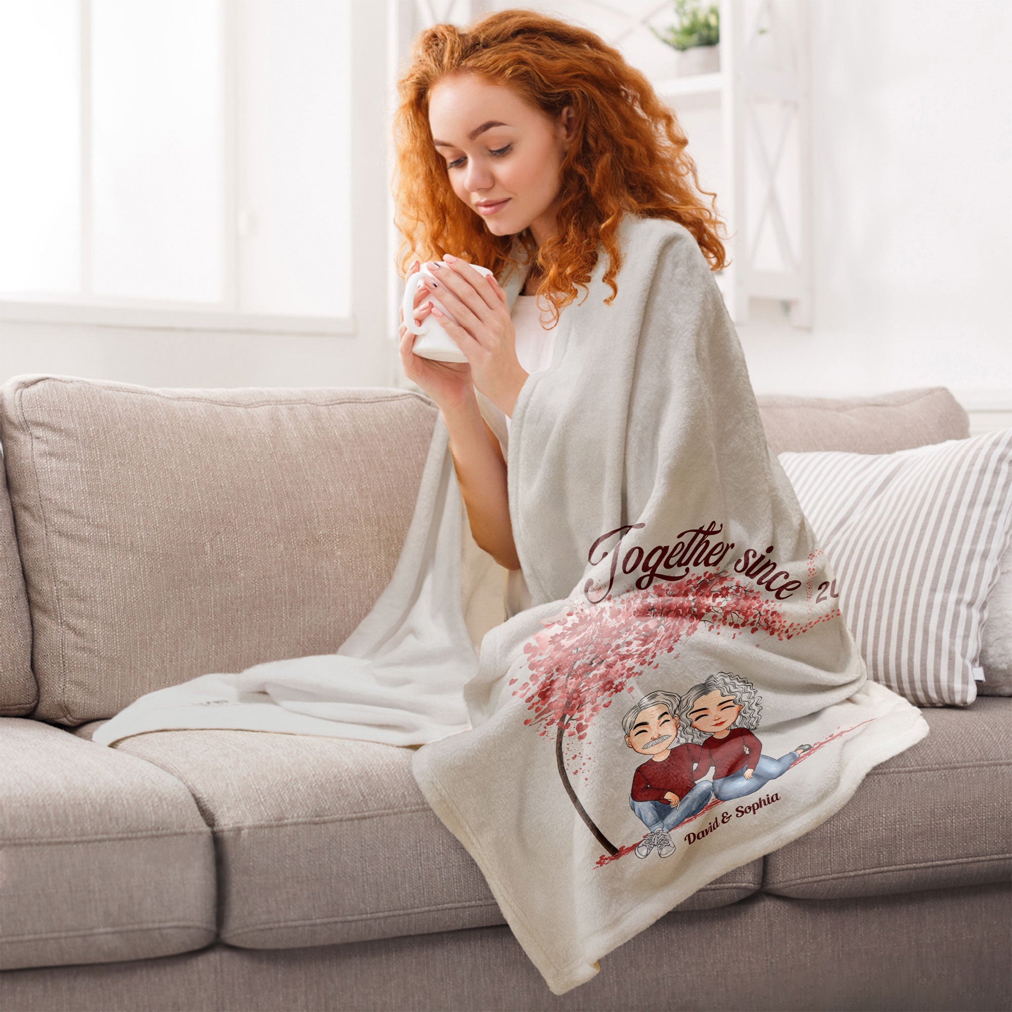Together Since - Red Tree - Personalized Blanket