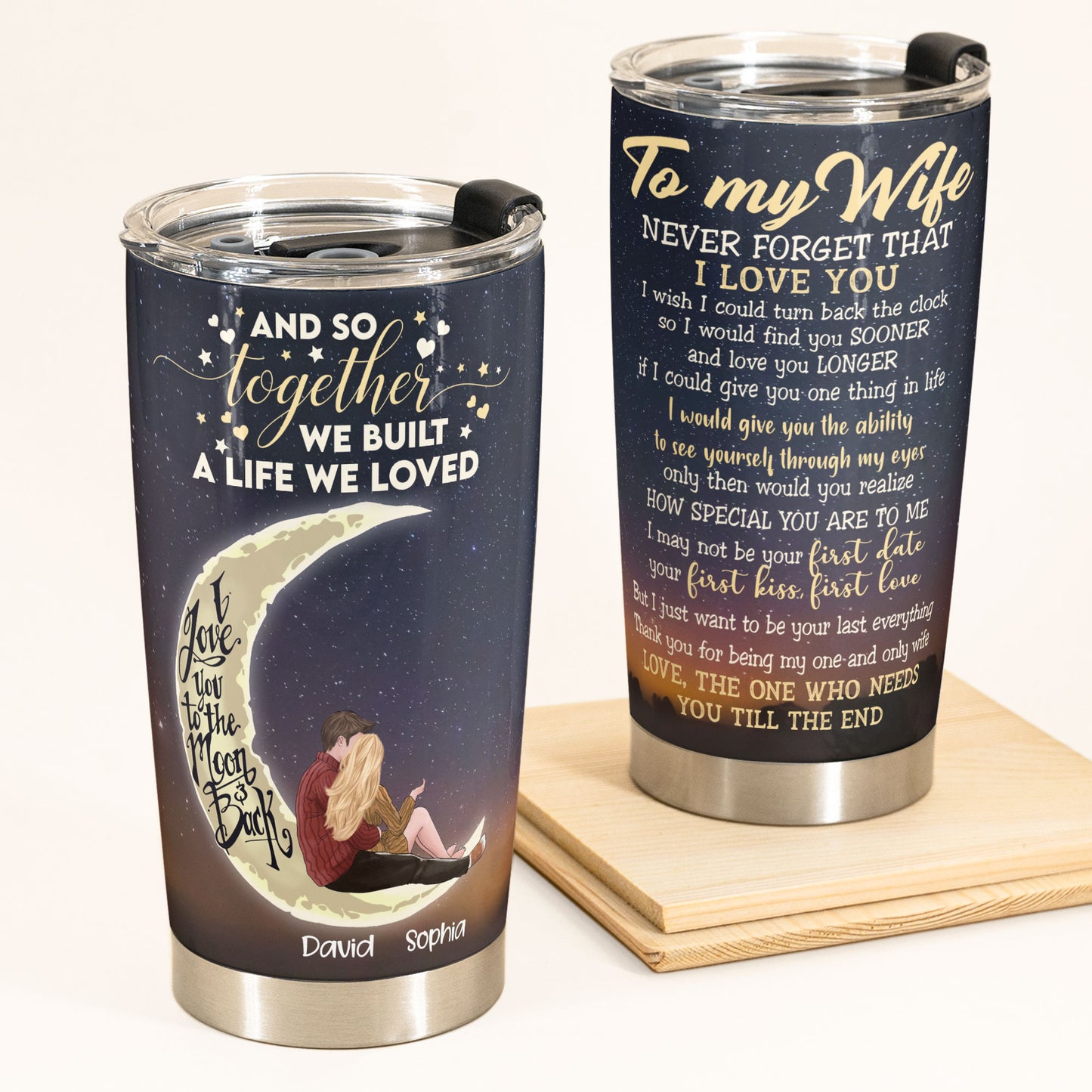 Together We Built A Life We Loved - Personalized Tumbler Cup - Gift For Couple - Couple Hugging