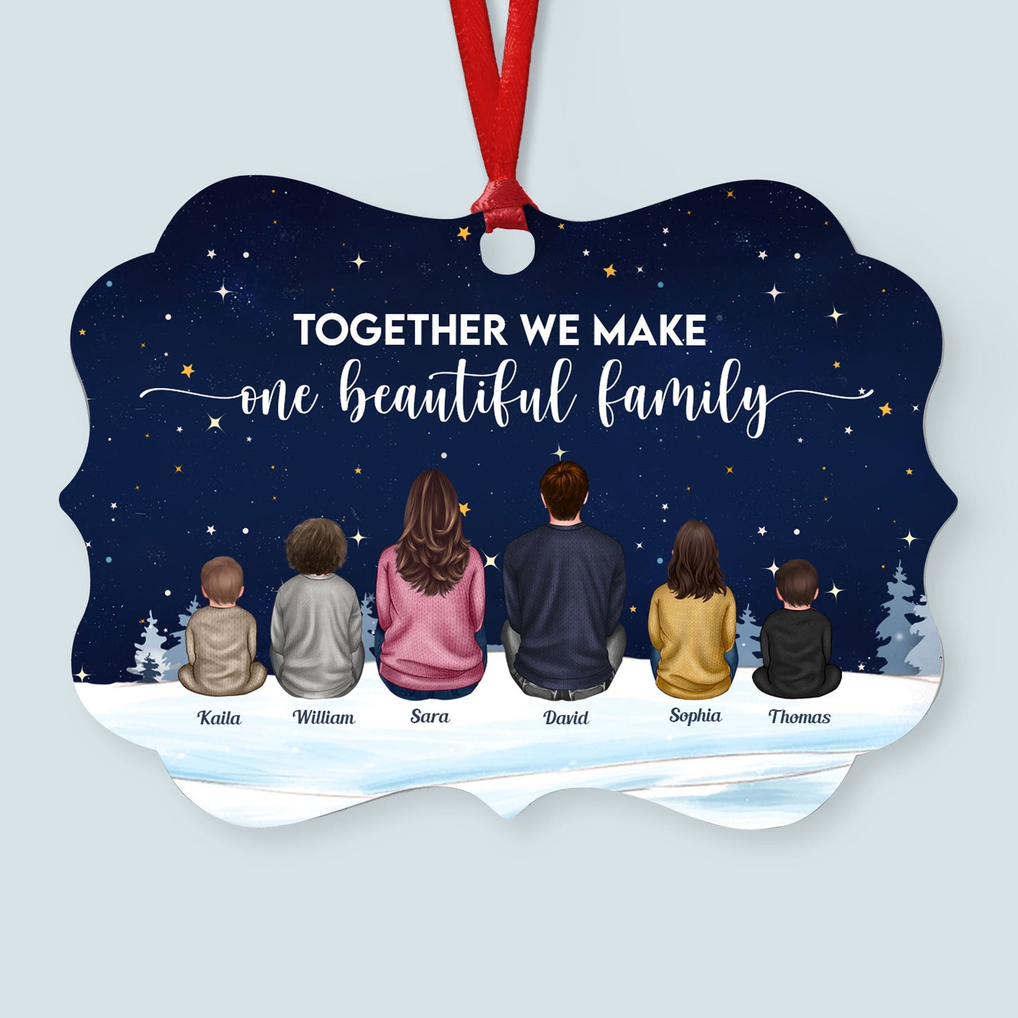 Together We Make One Beautiful Family - Personalized Aluminum/Wooden Ornament