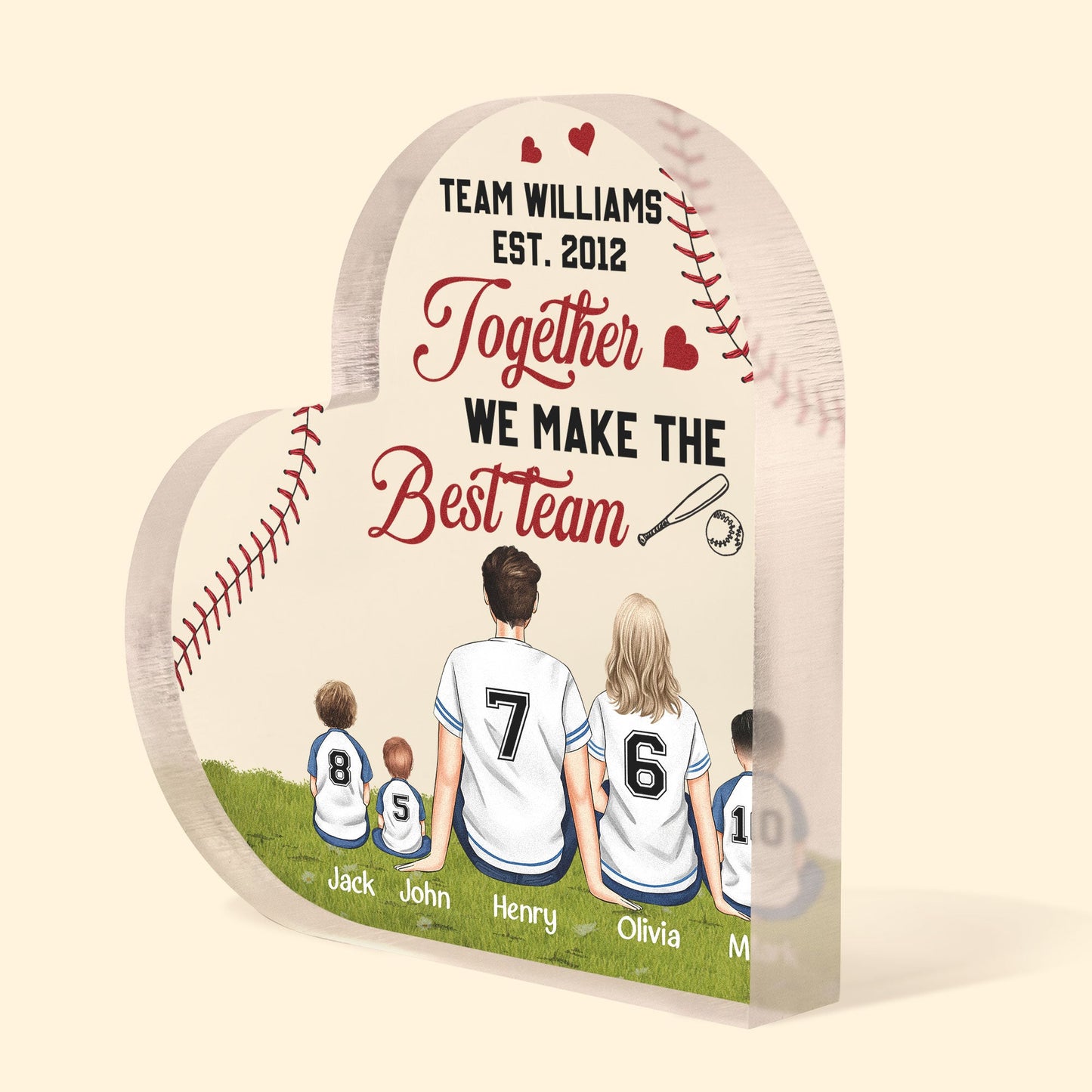 Together We Make The Best Team - Personalized Heart Shaped Acrylic Plaque