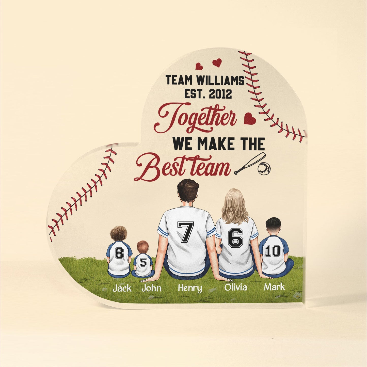 Together We Make The Best Team - Personalized Heart Shaped Acrylic Plaque