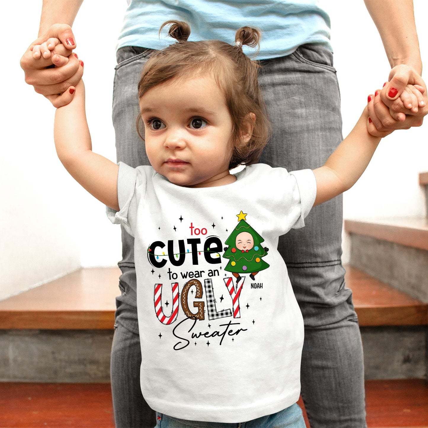 Too Cute To Wear An Ugly Sweater - Personalized Baby Onesie