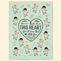 Touch This Heart You Will Feel Our Love - Personalized Photo Blanket