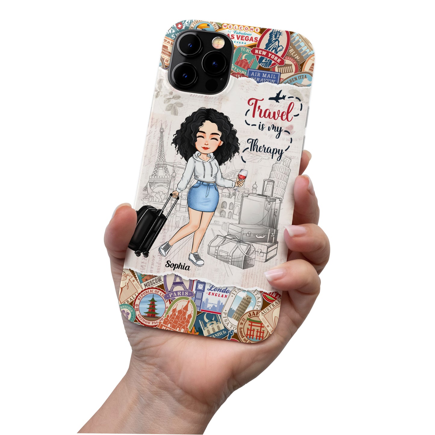Travel Is My Therapy - Personalized Clear Phone Case