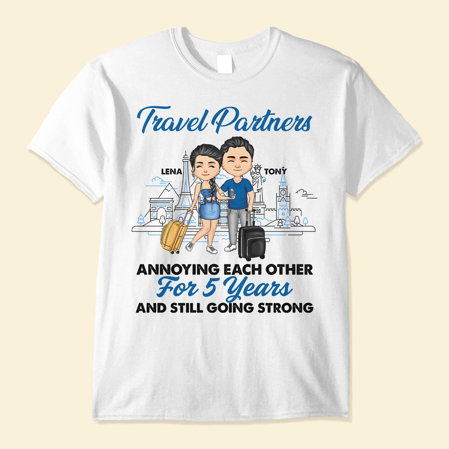 Travel Partners For Life - Personalized Shirt - Anniversary, Traveling Gift For Couple, Husband, Wife, Boyfriend, Girlfriend, Partner, Matching Couple Shirt