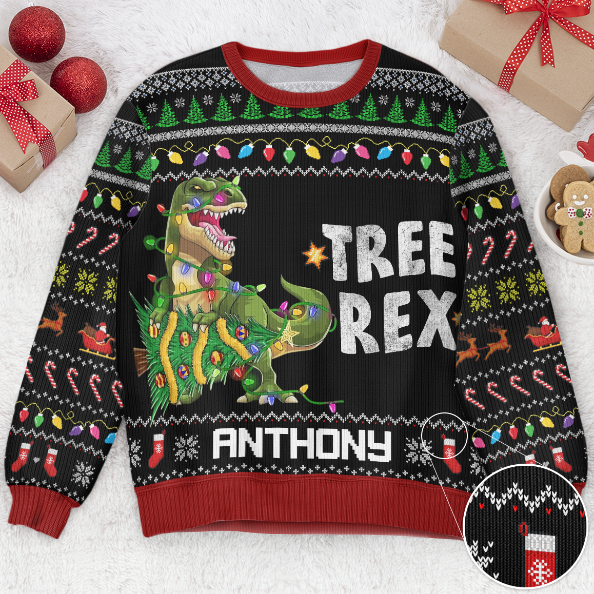 Tree Rex Custom Name - Personalized Ugly Sweater