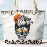 Tropical Skull & Monogram Letter - Personalized Beach Bag
