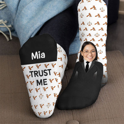 Trust Me I'm A Lawyer - Personalized Photo Crew Socks