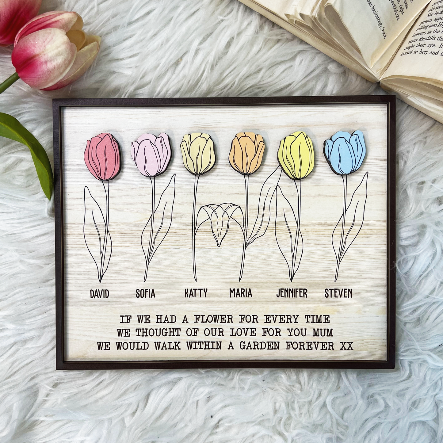 Tulip Family - Personalized Wooden Plaque