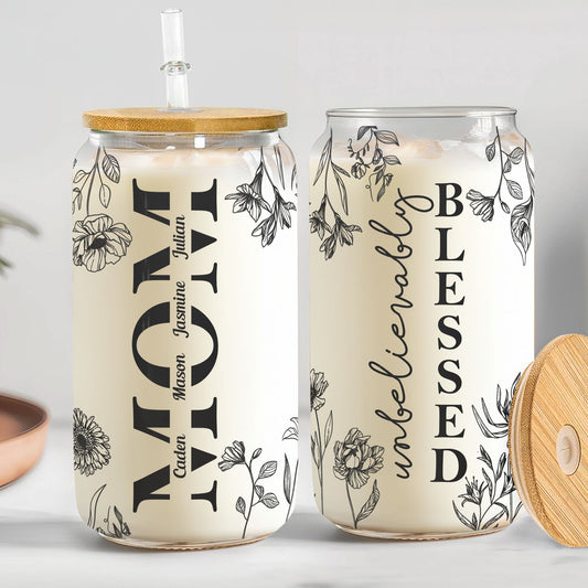Unbelievably Blessed - Personalized Clear Glass Cup