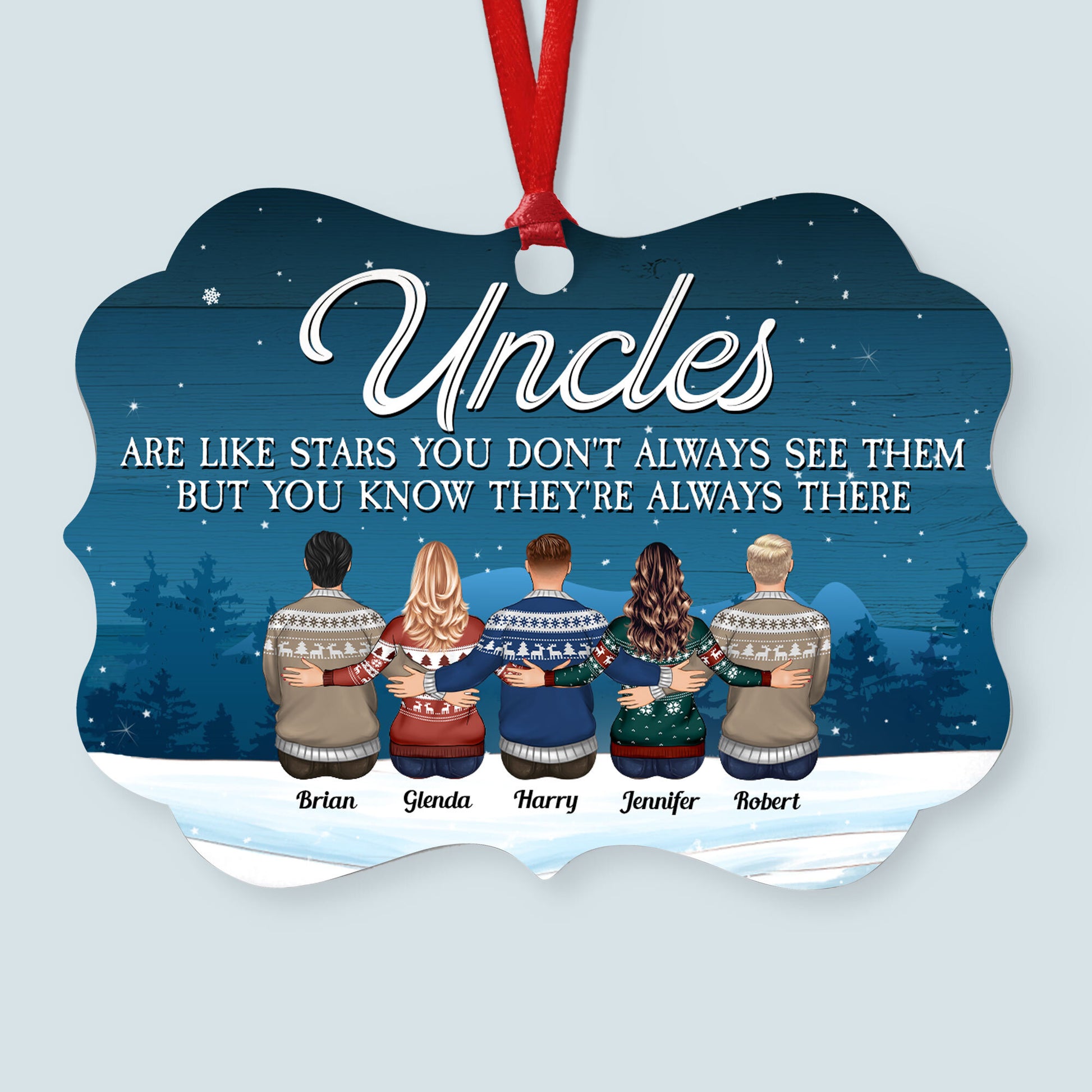 Uncles Like You Are Precious And Few - Personalized Aluminum Ornament - Christmas Gift For Uncles, Gift For Aunts, Gift For Cousins, Gift For Family - Family Hugging