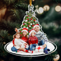 Under Christmas Tree Family Upload Photo 2023 - Personalized Acrylic Photo Ornament