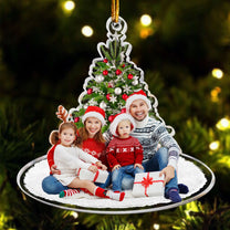 Under Christmas Tree Family Upload Photo 2023 - Personalized Acrylic Photo Ornament