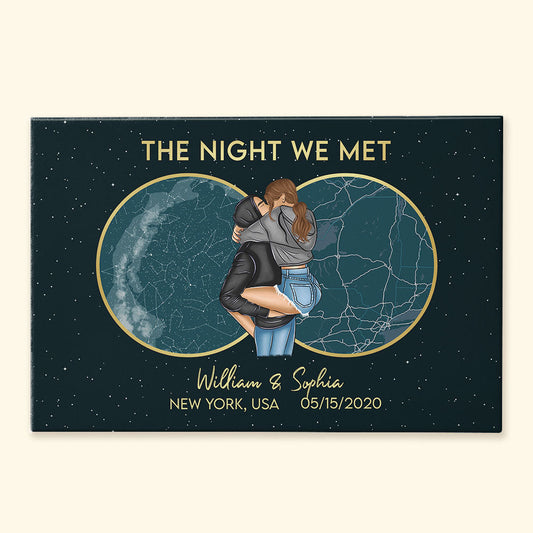 Under These Stars Custom Night Sky & Map - Personalized Wrapped Canvas