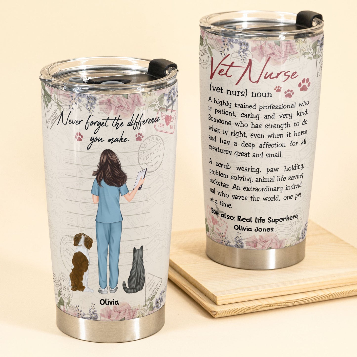 Vet Nurse Definition - Personalized Tumbler Cup - Birthday Gift For Nurse, Doctor, Colleagues, Friends, Dog Cat Lover