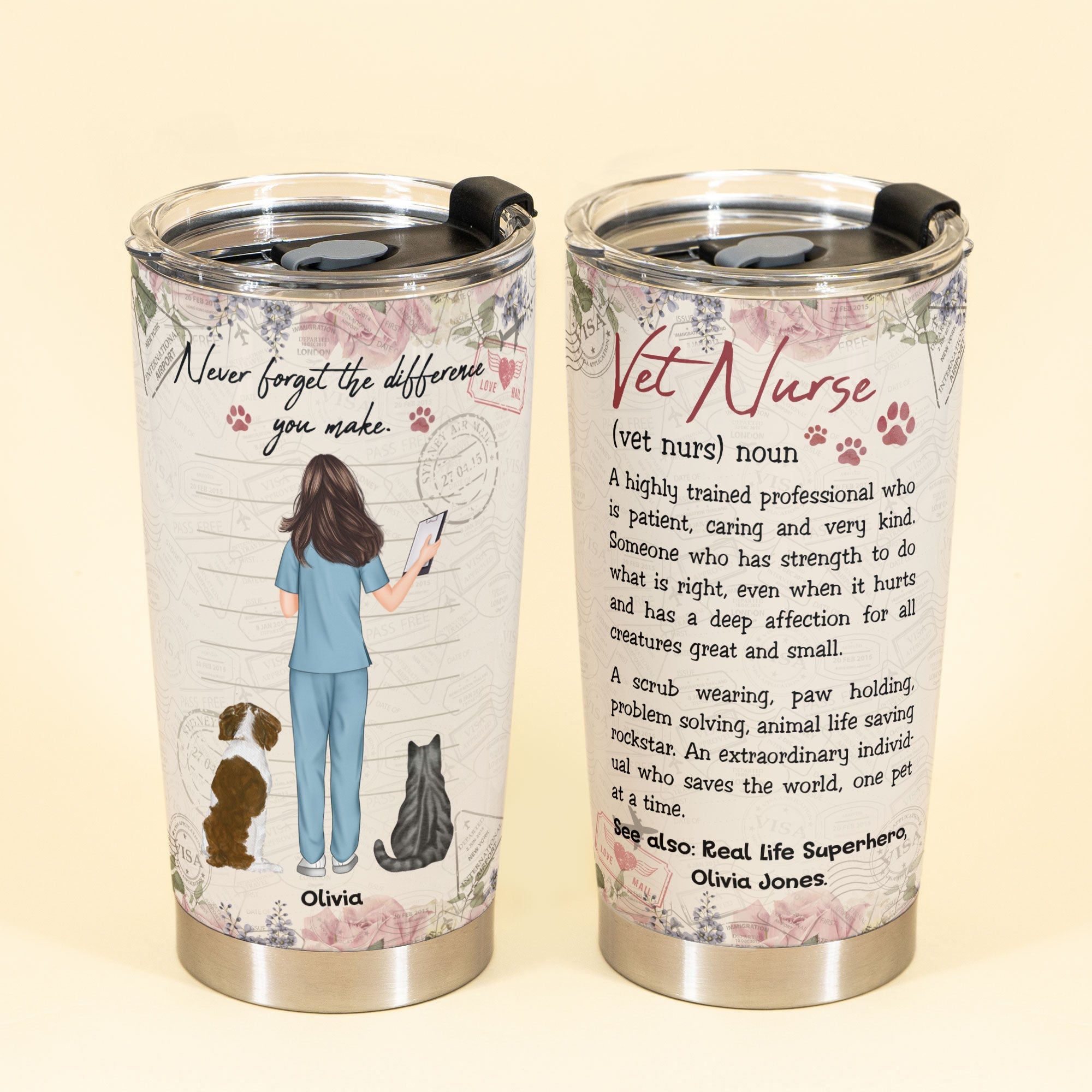 Vet Nurse Definition - Personalized Tumbler Cup - Birthday Gift For Nurse, Doctor, Colleagues, Friends, Dog Cat Lover