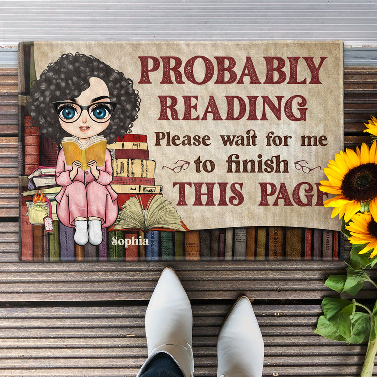 Wait For Me To Finish This Page - Personalized Doormat - Birthday Gift Funny Gift Housewarming Gift For Book Lovers