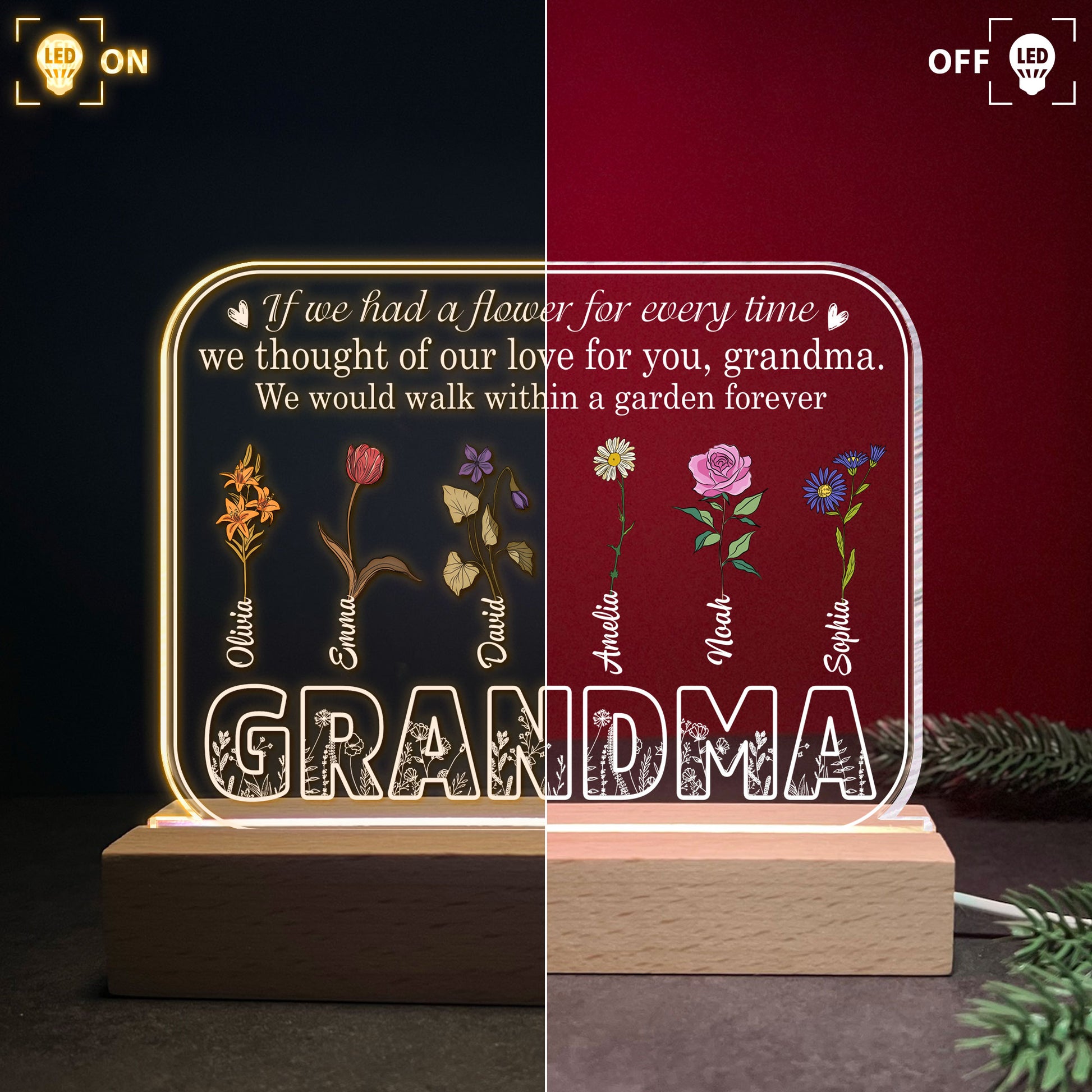 Walk Within A Garden Forever - Personalized 3D LED Light Wooden Base