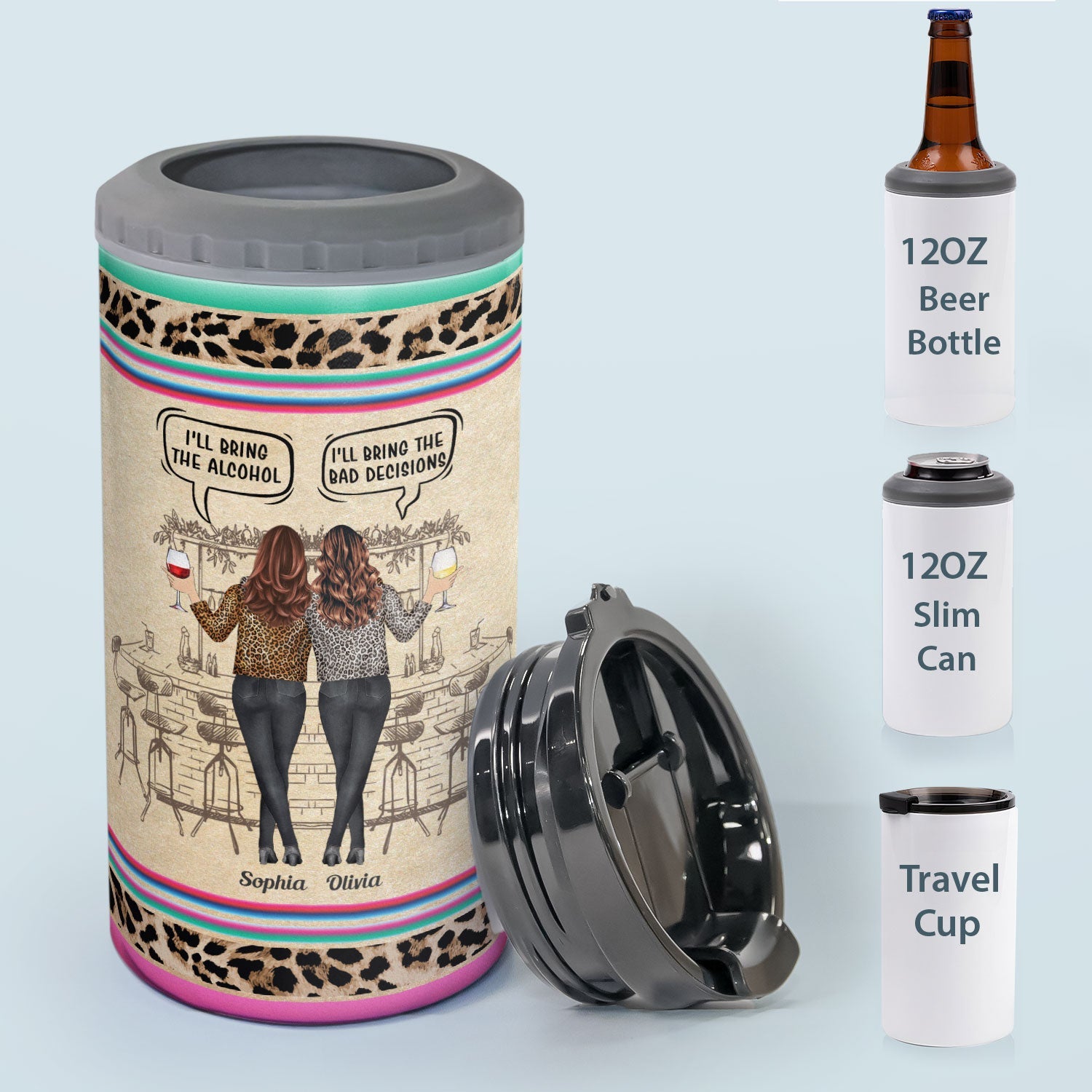 Warning The Girls Are Drinking Again - Personalized Can Cooler - Funny Birthday, Summer Gift For Besties, Sisters, Sistas, Soul Sisters, BFF, Colleagues, Coworkers