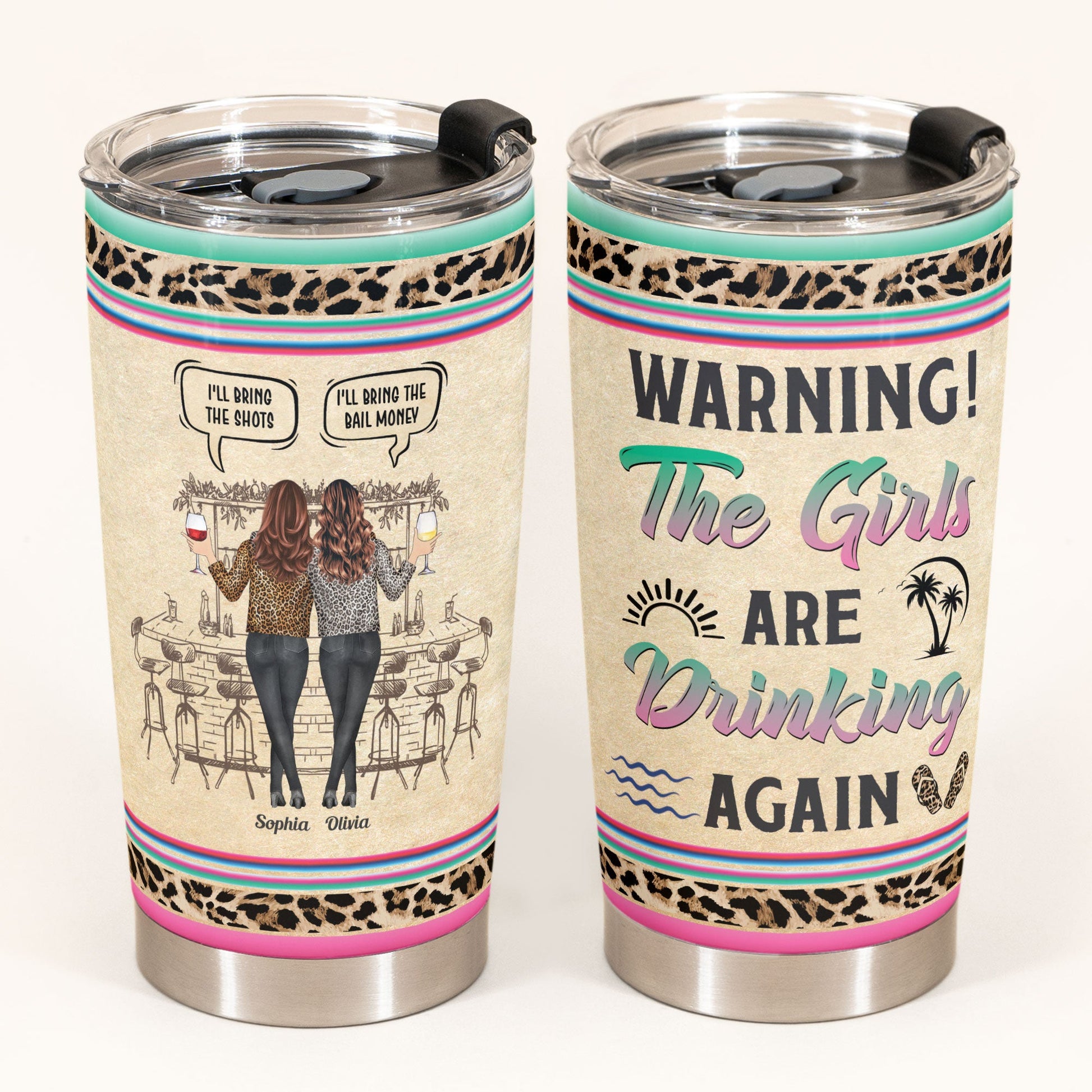 Warning The Girls Are Drinking Again, Hot Pink Glass Cup, Funny Glass –