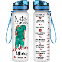 Water Scrubs & Rubber Gloves - Personalized Water Bottle With Time Marker
