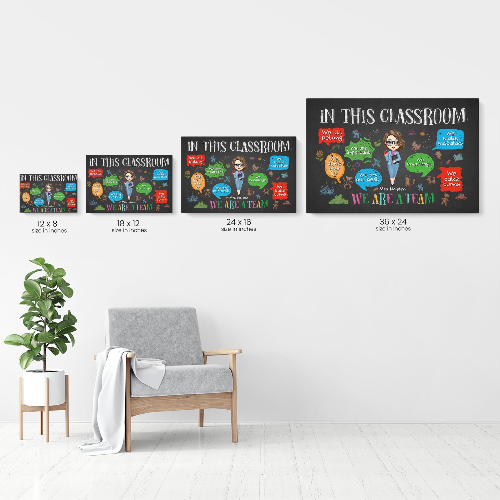 We Are A Team In This Classroom - Personalized Poster/Wrapped Canvas ...