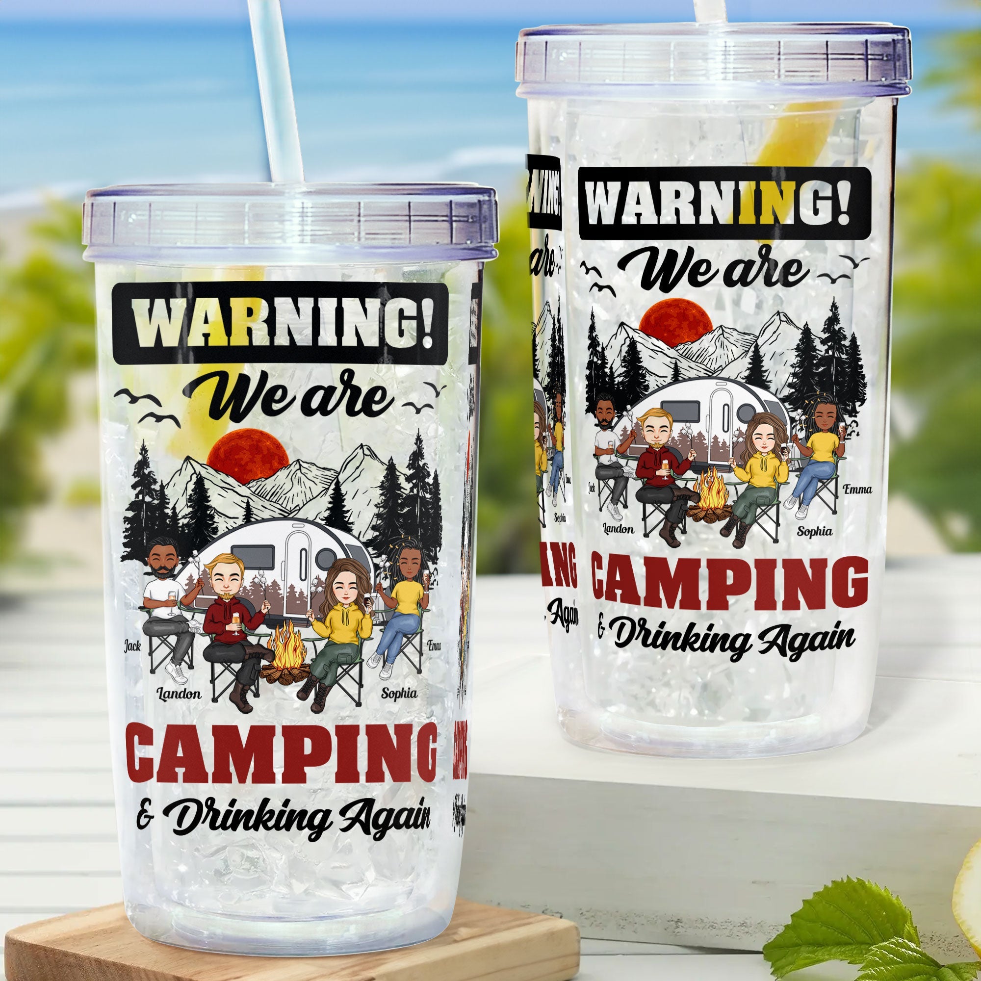 We Are Camping & Drinking Again! - Personalized Acrylic Tumbler With Straw