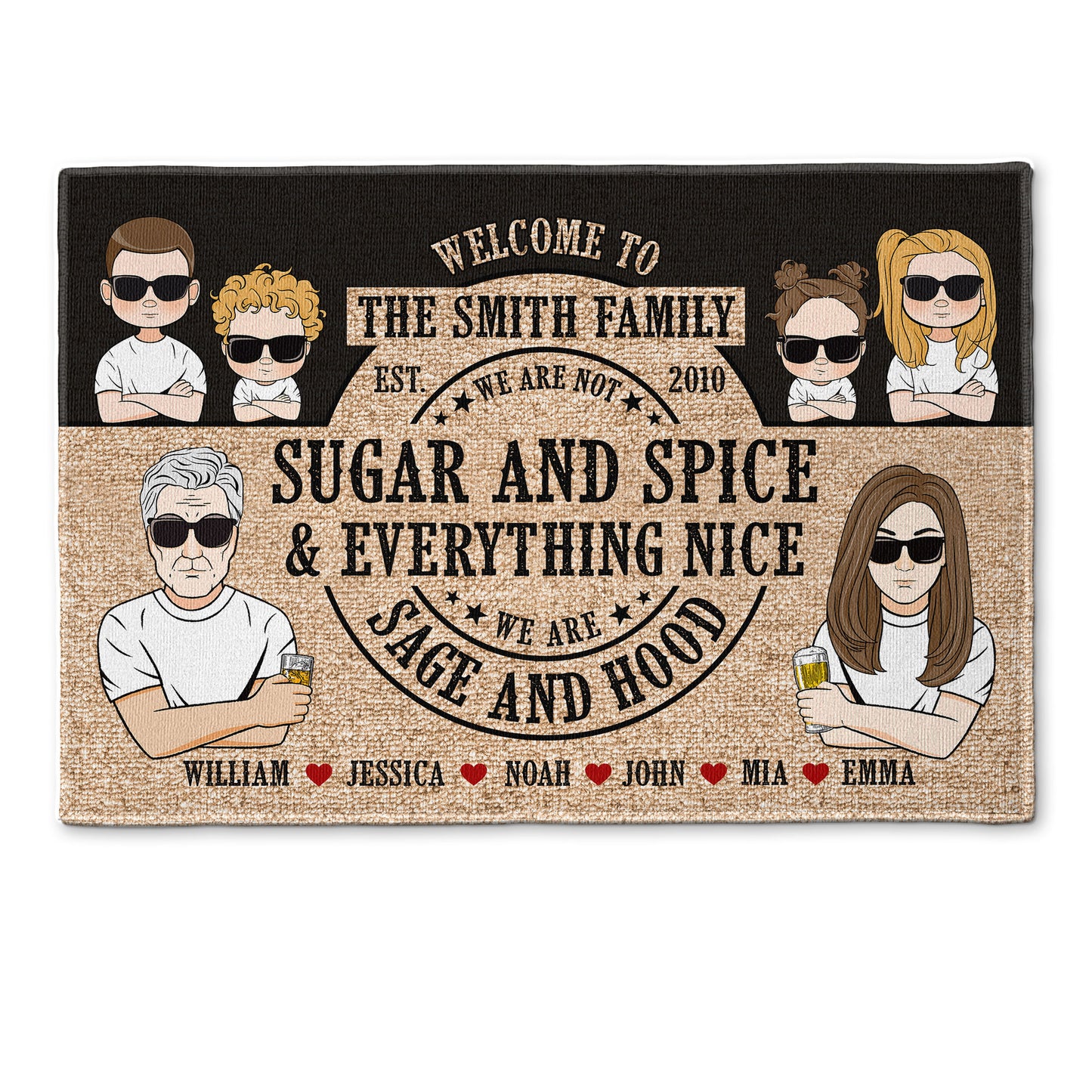 We Are Not Sugar And Spice And Everything Nice - Personalized Doormat