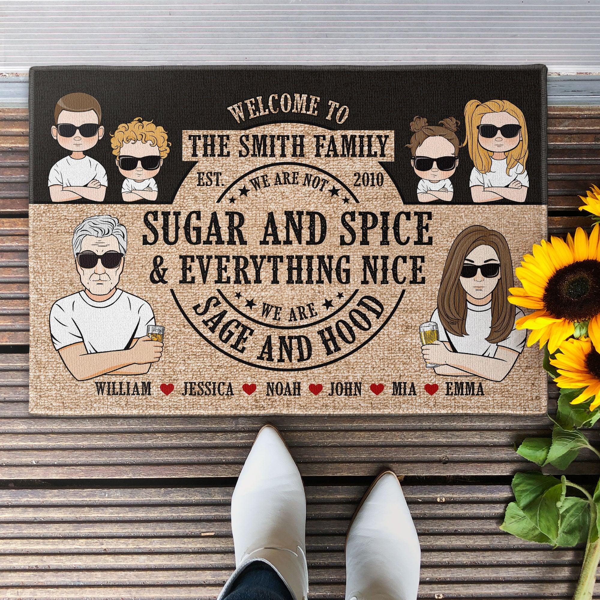 We Are Not Sugar And Spice And Everything Nice - Personalized Doormat