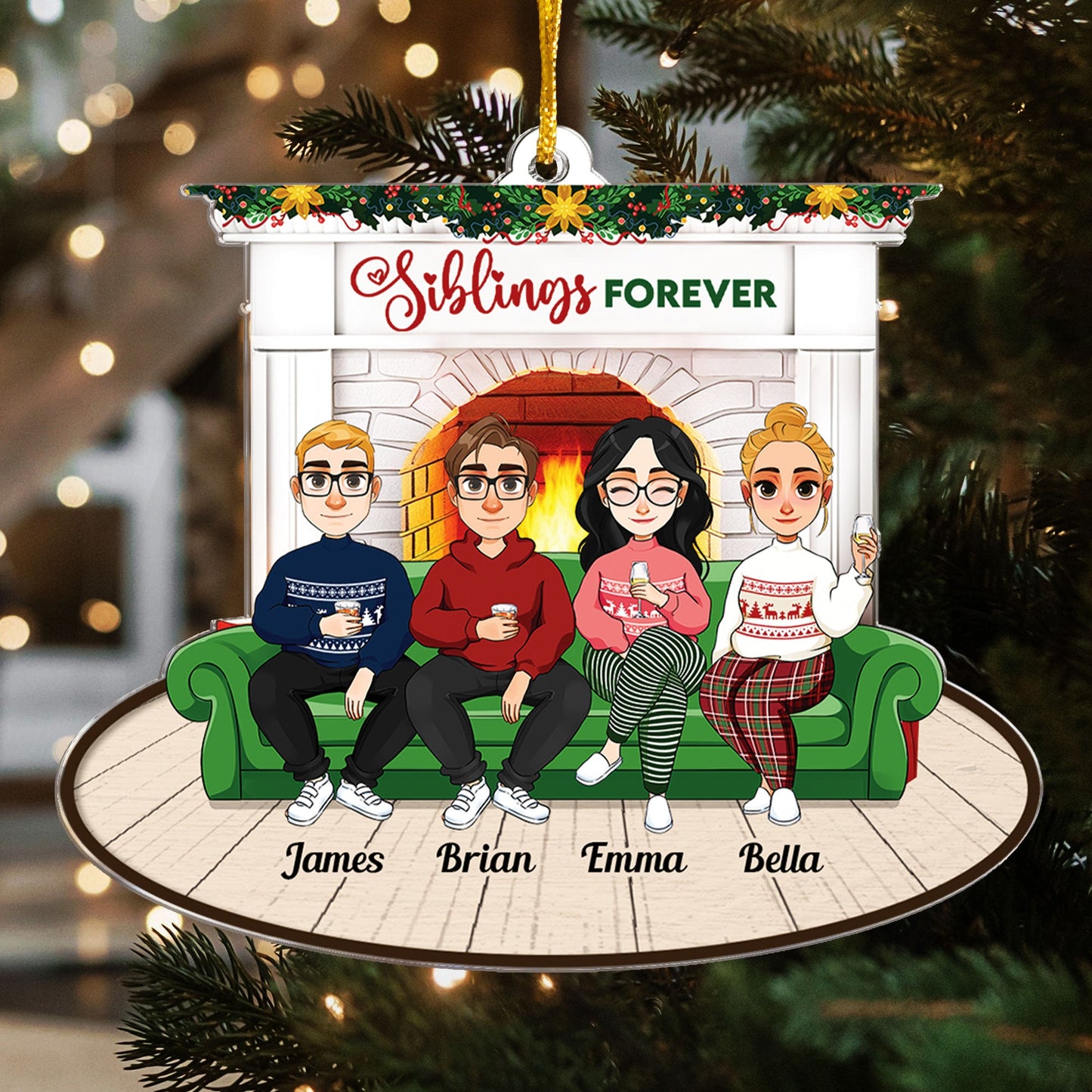 We Are Siblings Forever - Personalized Acrylic Ornament