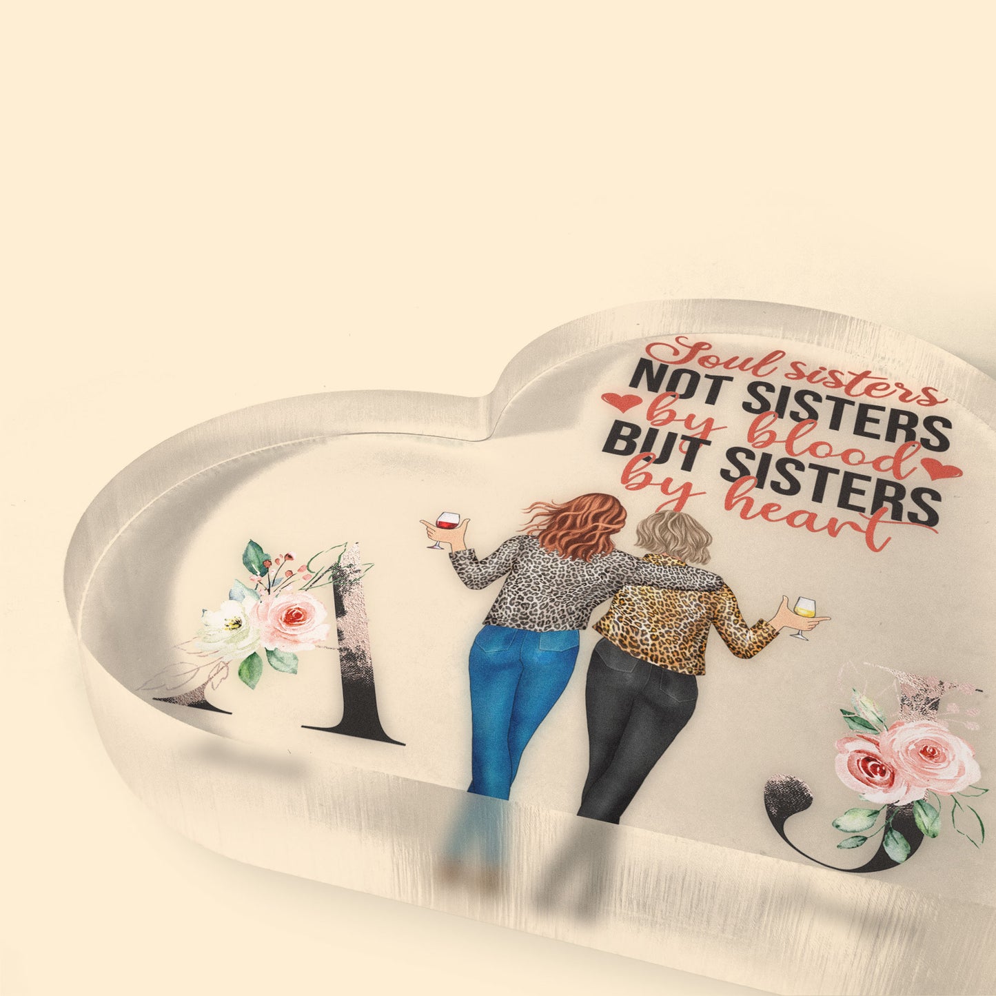 We Are Sisters By Heart - Personalized Heart Shaped Acrylic Plaque - Birthday Gift For Her, Bff, Besties, Soul Sisters